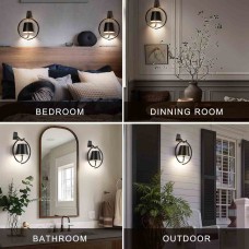 5200mAh Wireless Wall Light, Rechargeable Batttery Operated Wall Sconces Set of 2,3 Color Stepless Dimming Up, Wall Lamp for Battery Operated Lamp for Picture/Bedroom/Living Room/Hallway (Black)