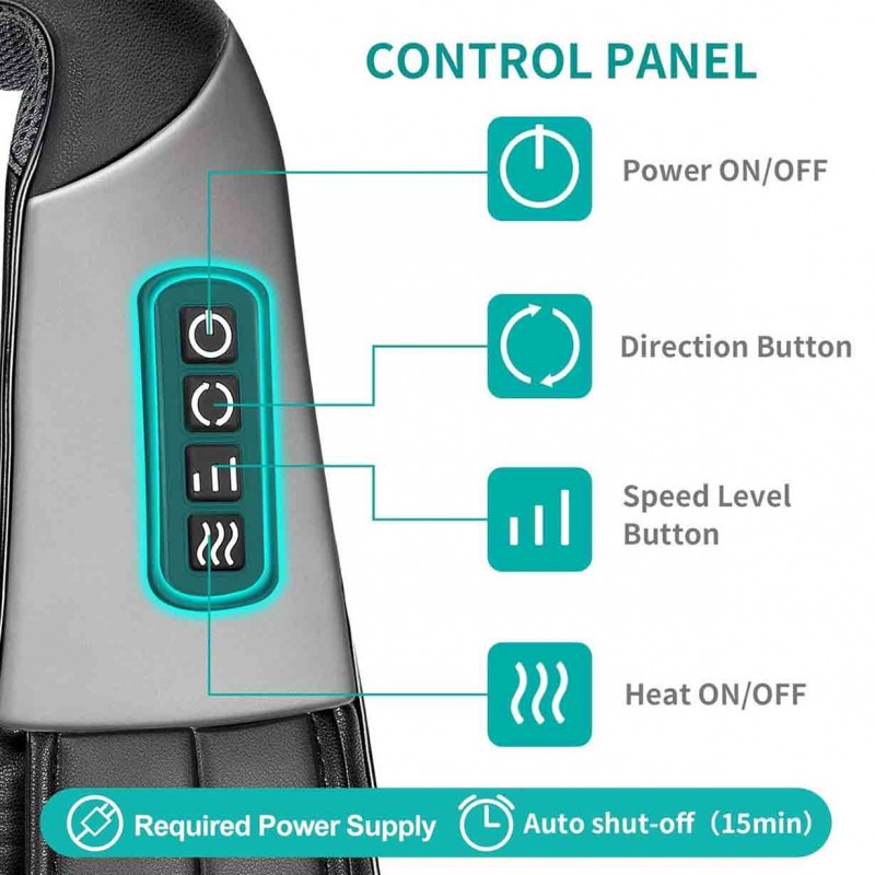 Shiatsu Neck and Back Massager with Soothing Heat, Nekteck Electric Deep Tissue 3D Kneading Massage Pillow for Shoulder, Leg, Body Muscle Pain Relief, Home, Office, and Car Use (Black)