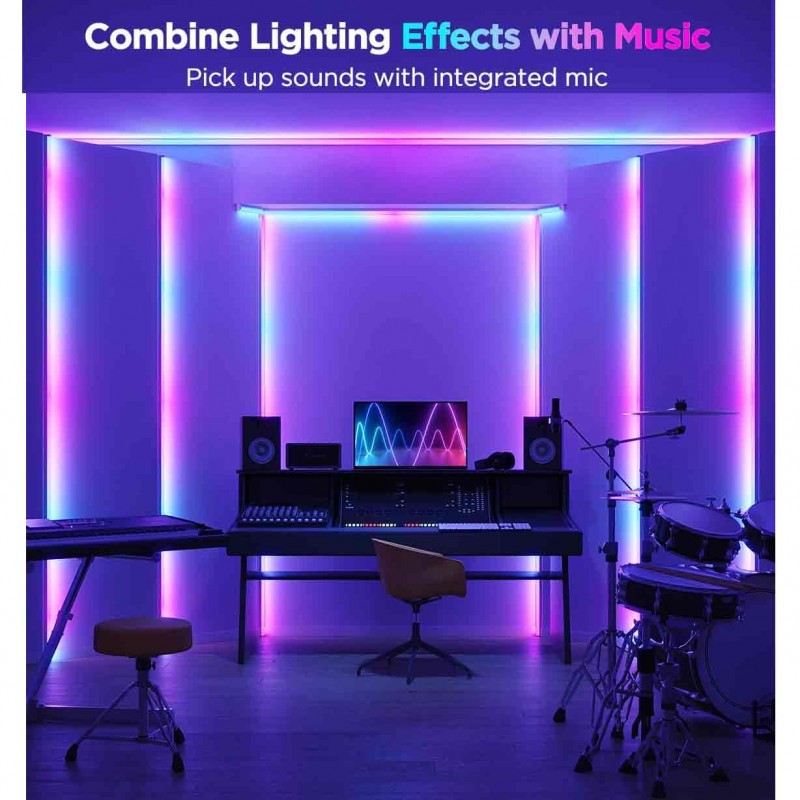 Govee RGBIC LED Strip Lights 16.4ft with Covers, Smart LED Lights Work with Alexa and Google Assistant, LED Diffuser Channel with LED Lights for Bedroom, Skirting Lines, Studio, Cabinet